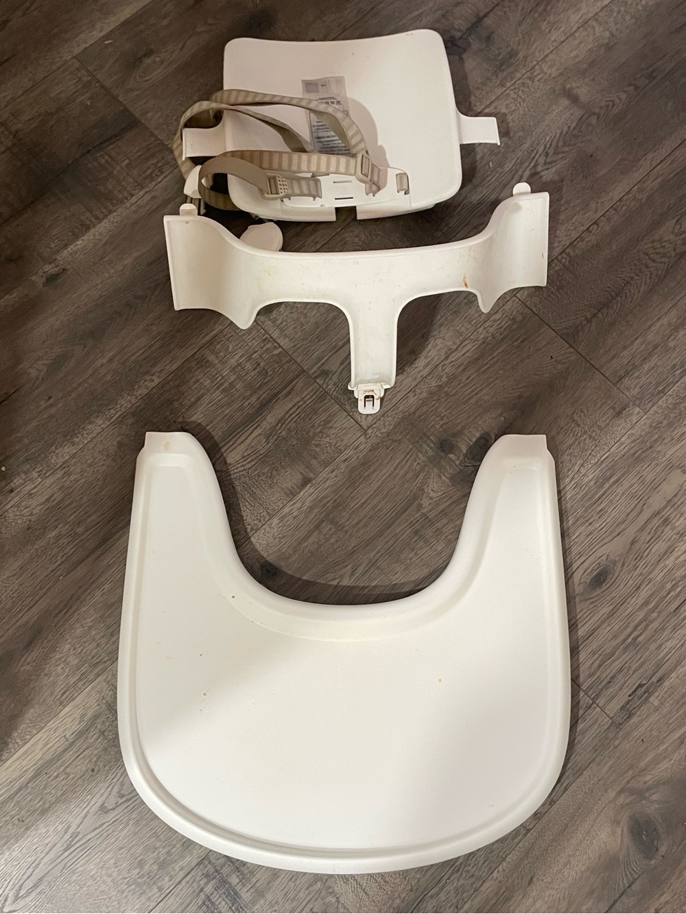 Stokke Tripp trapp baby seat, 5 point harness, with white tray attachment